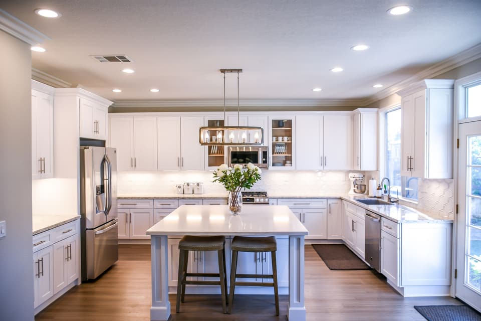 Finished kitchen with custom cabinetry